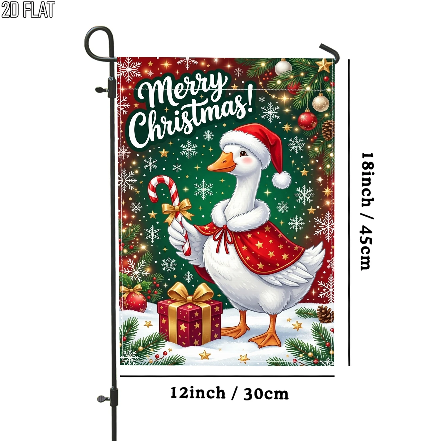 2D Flat Surface, 2D Flat 1 Piece Qiqu Goose Outdoor Garden Flag Green Welcome Garden Flag Double-Sided Suitable for Gardens, Porches, and Courtyard Decoration, 2D Flat Surface