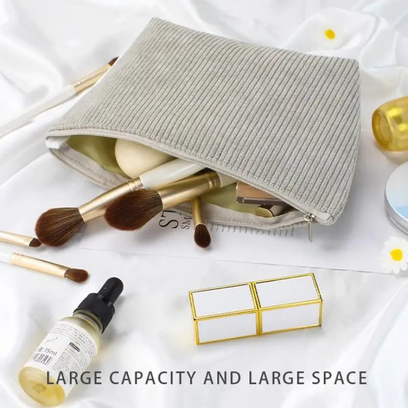 Travel Toiletry Bag Sanitary Pad Pouch Cute Corduroy Cosmetic Storage Pouch Women Small Makeup Bag Cable Case