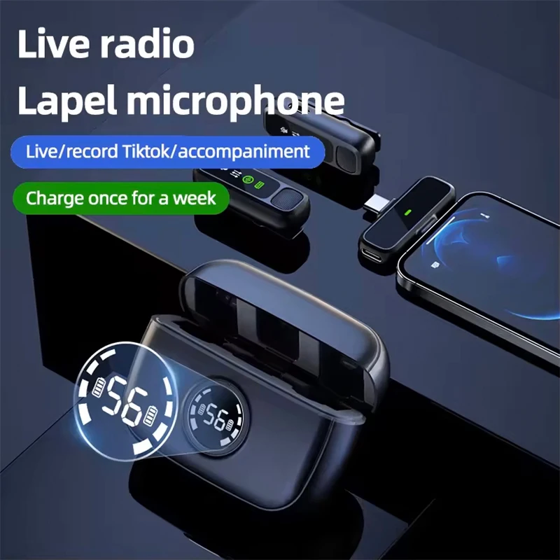 K30 One to Two with Digital Display Apple Android Universal Wireless Collar Microphone Live Collar Microphone