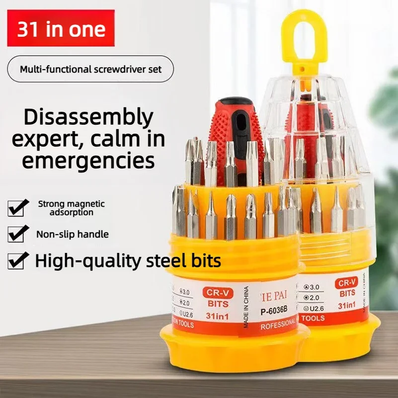 31-in-1 screwdriver set, including Phillips head screwdrivers, for mobile phone repair; a versatile screwdriver set