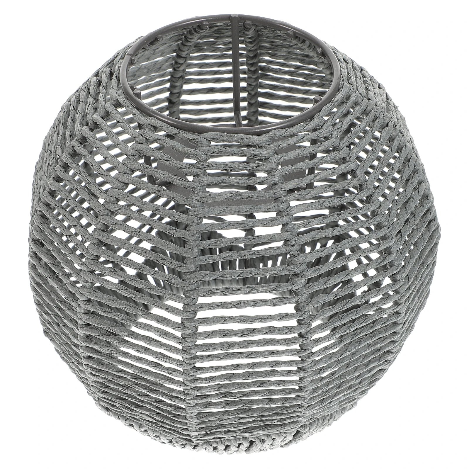 

Woven Lampshade Wicker Light Shades Grey Iron Hanging for Office Home Chandelier Cover Large Size Soft Bright Practical Safe