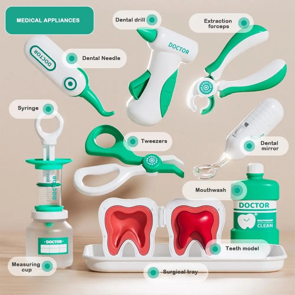 Nouveau ensemble de jouets de médecin en plastique cadeaux simulés Kit médical accessoires de jouets jeu de simulation jeu dentaire d'hôpital jeu pour enfants