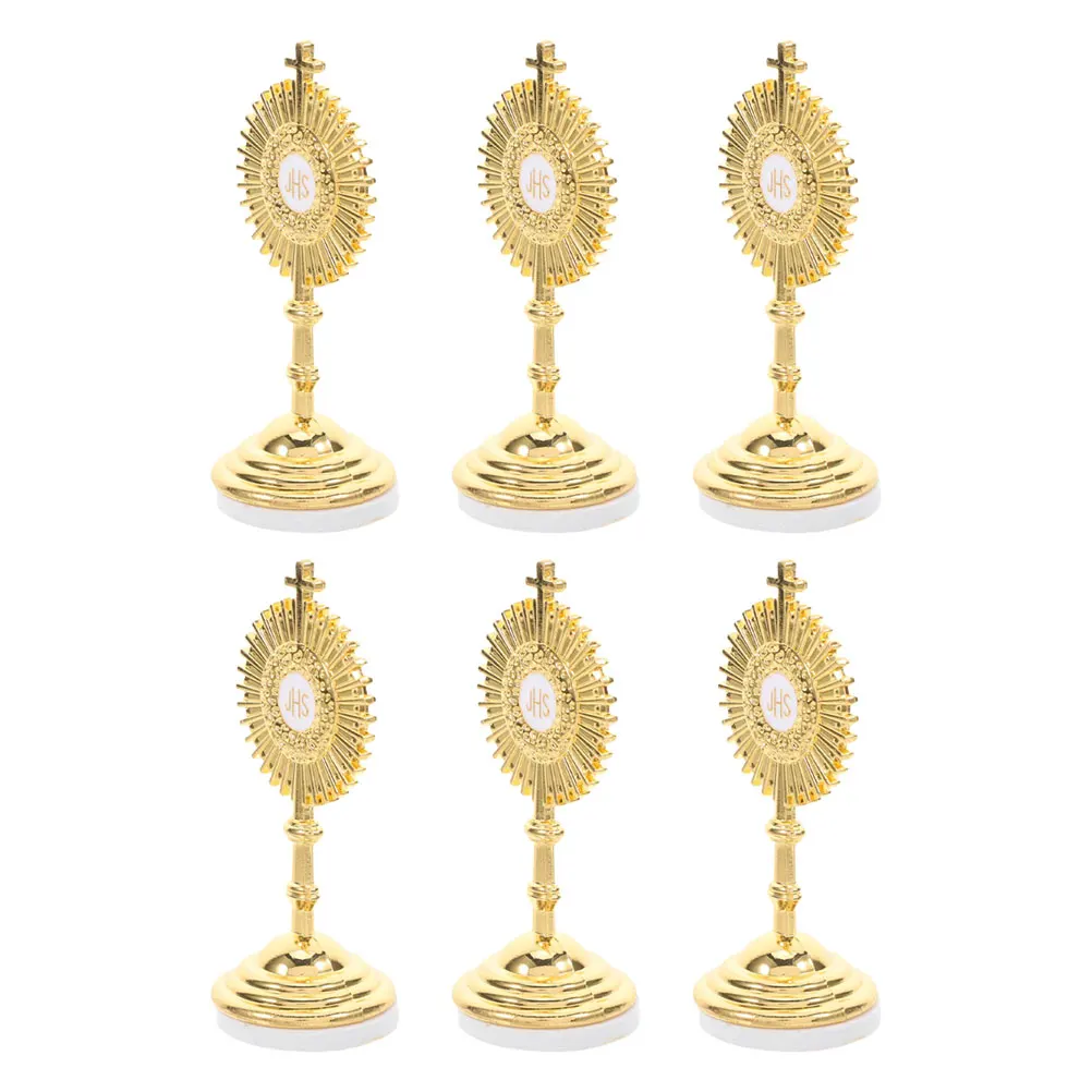 

6 Pcs Religious Ornaments Catholic Cross Statues Jesus Standing for Chapel Zinc Alloy Table Crucifix