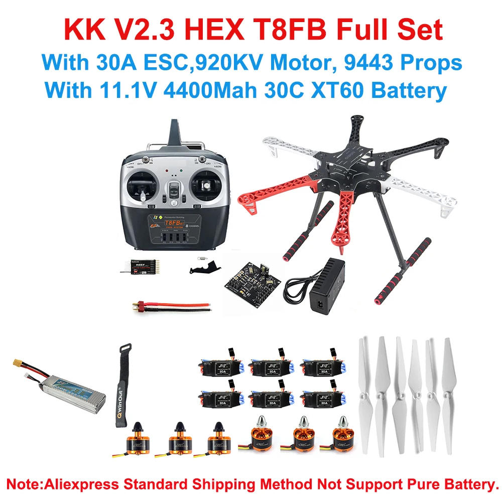 

F550 6-Axis RC Hexacopter Drone Kit 2212 920KV CW CCW Brushless Motor LiteRadio4 ELRS TX 9443 PropsSimonk Firmware 30A ESC