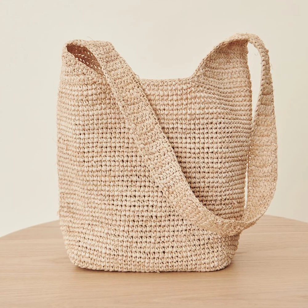 Handmade Crocheted Straw Raffia Crossbody