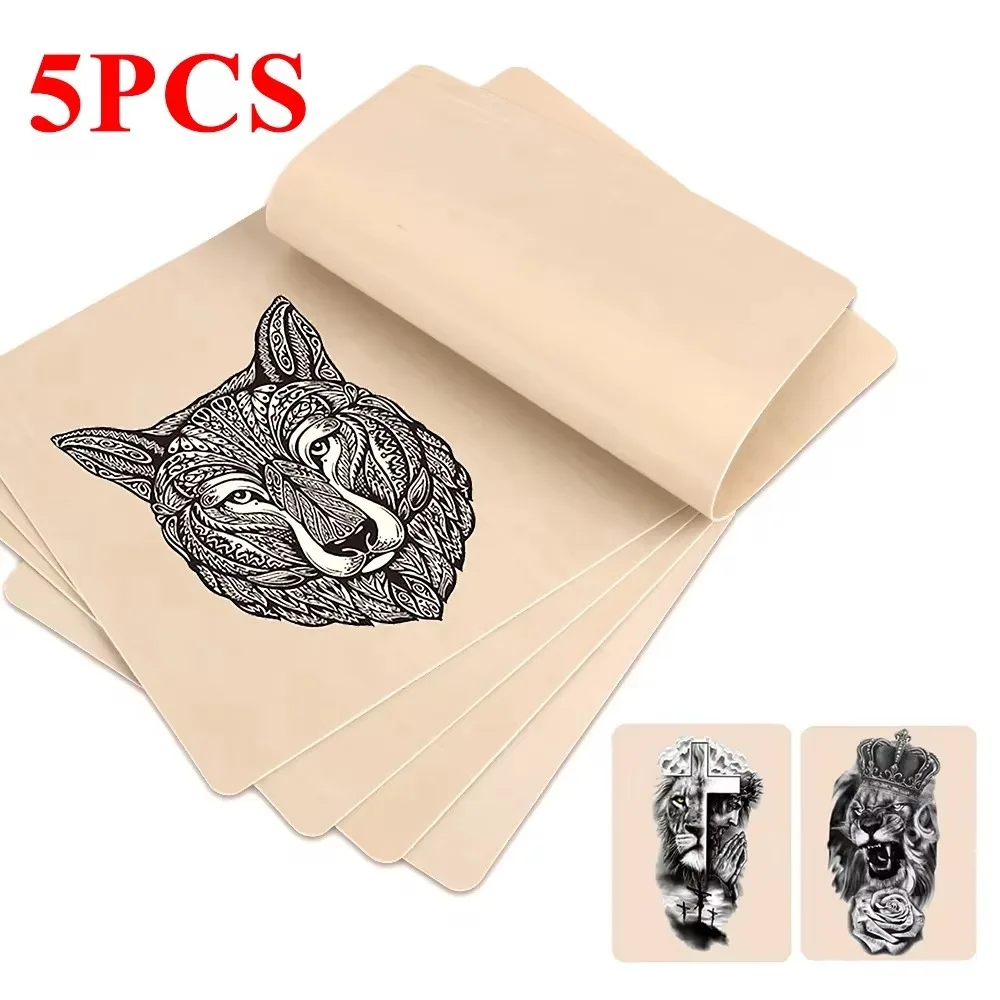 5 Pcs Empty Tattoo Practice Blank Latex Skin Mat Synthesis Silicone Double-Sided Use False Skin Synthesis Pad Beige Durable