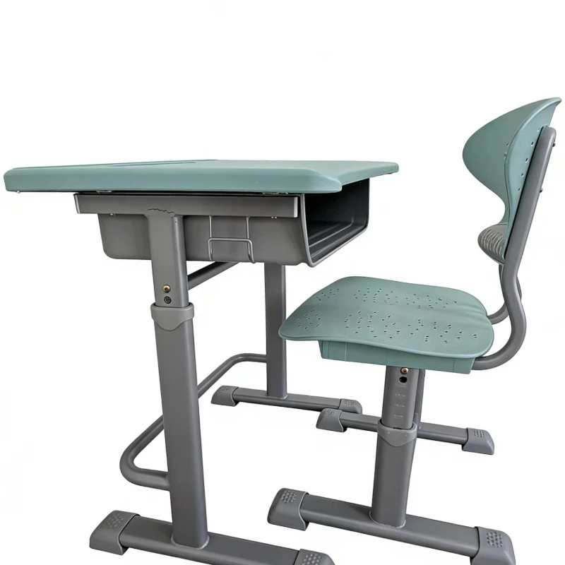 

Adjustable, ergonomic school desks and chairs with metal frame and plastic tops - school set