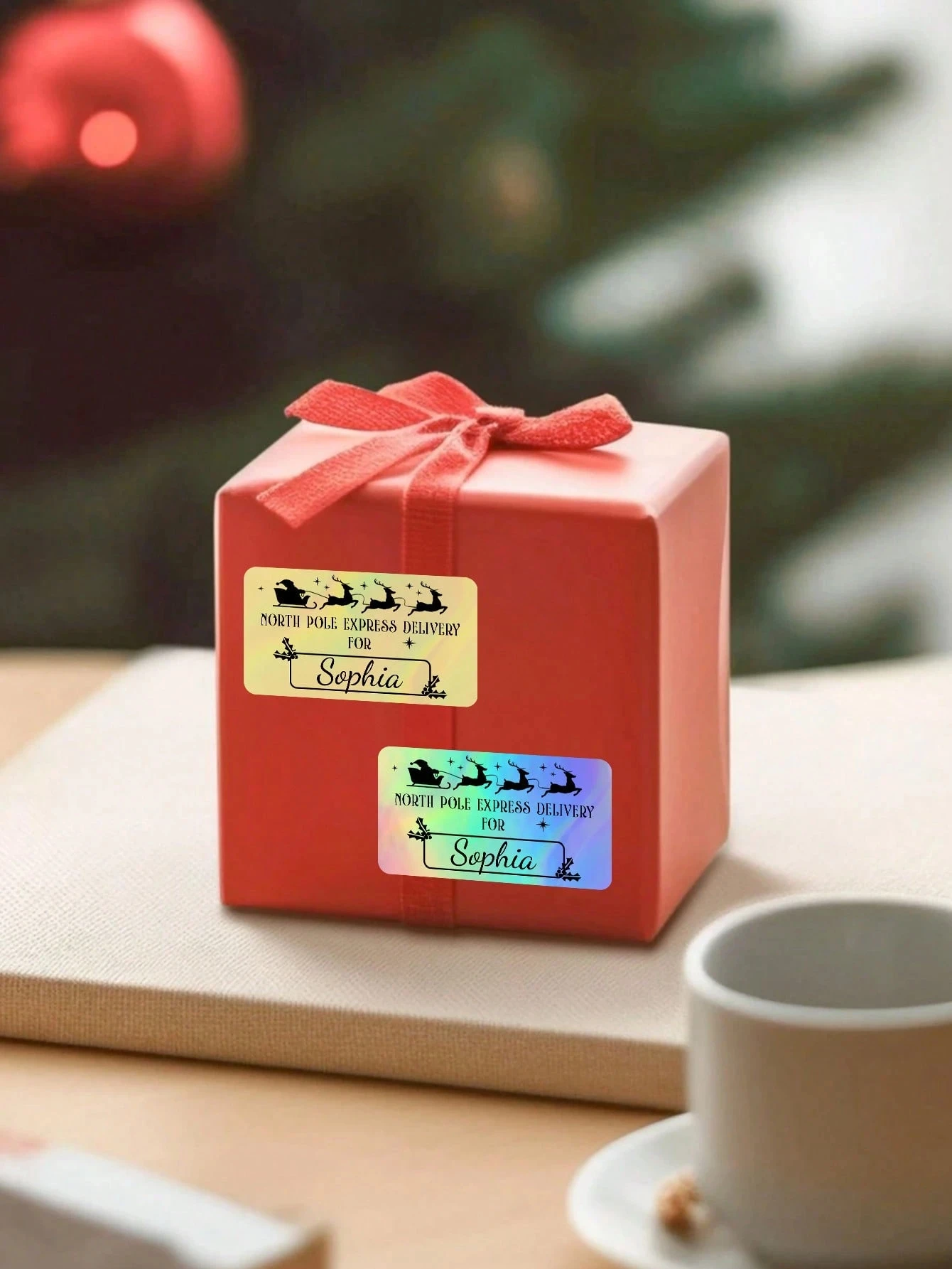 تخصيص ملصقات الليزر سانتا كلوز اسم شخصي هدية عيد الميلاد ديكور