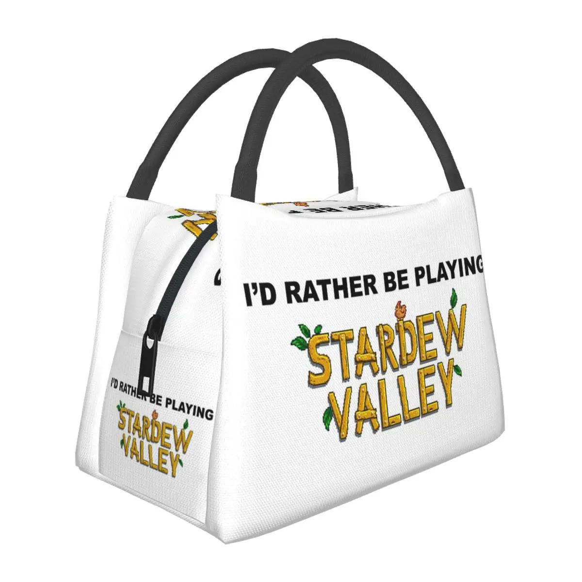 I'd Rather Be Playing Stardew Valley Lightweight Handheld Insulated Lunch Bag Aluminum Foil Liner for Adults Travel Picnic