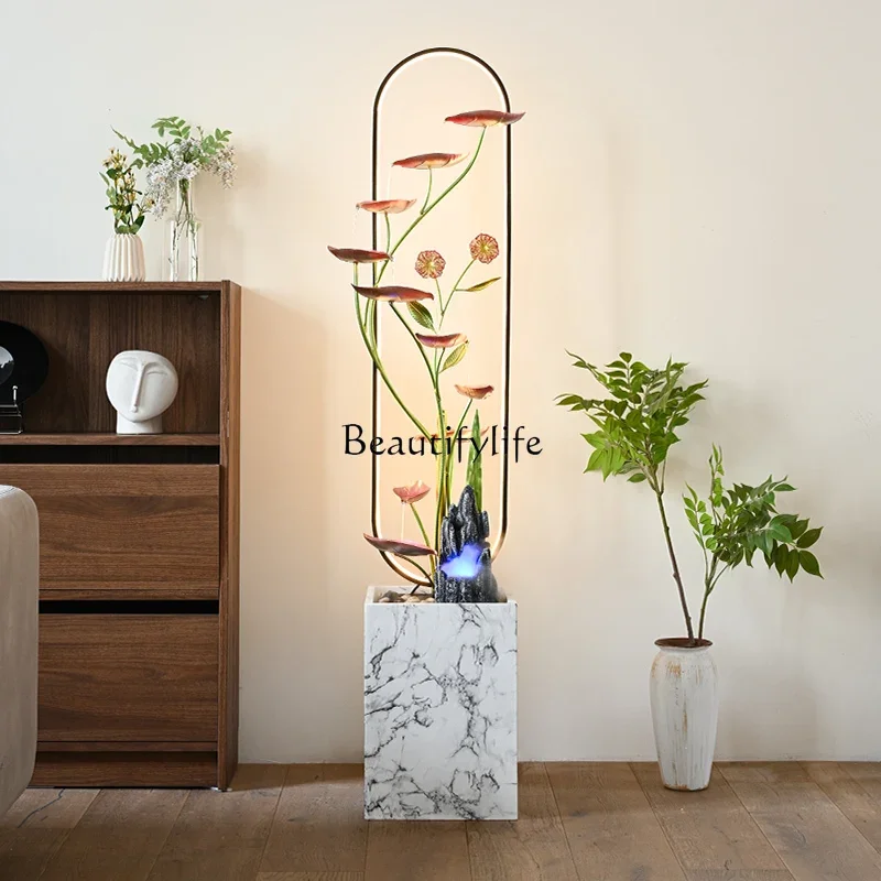 

yj19 Flowing water ornament Modern feng shui wheel circulating water light luxury living room floor decoration