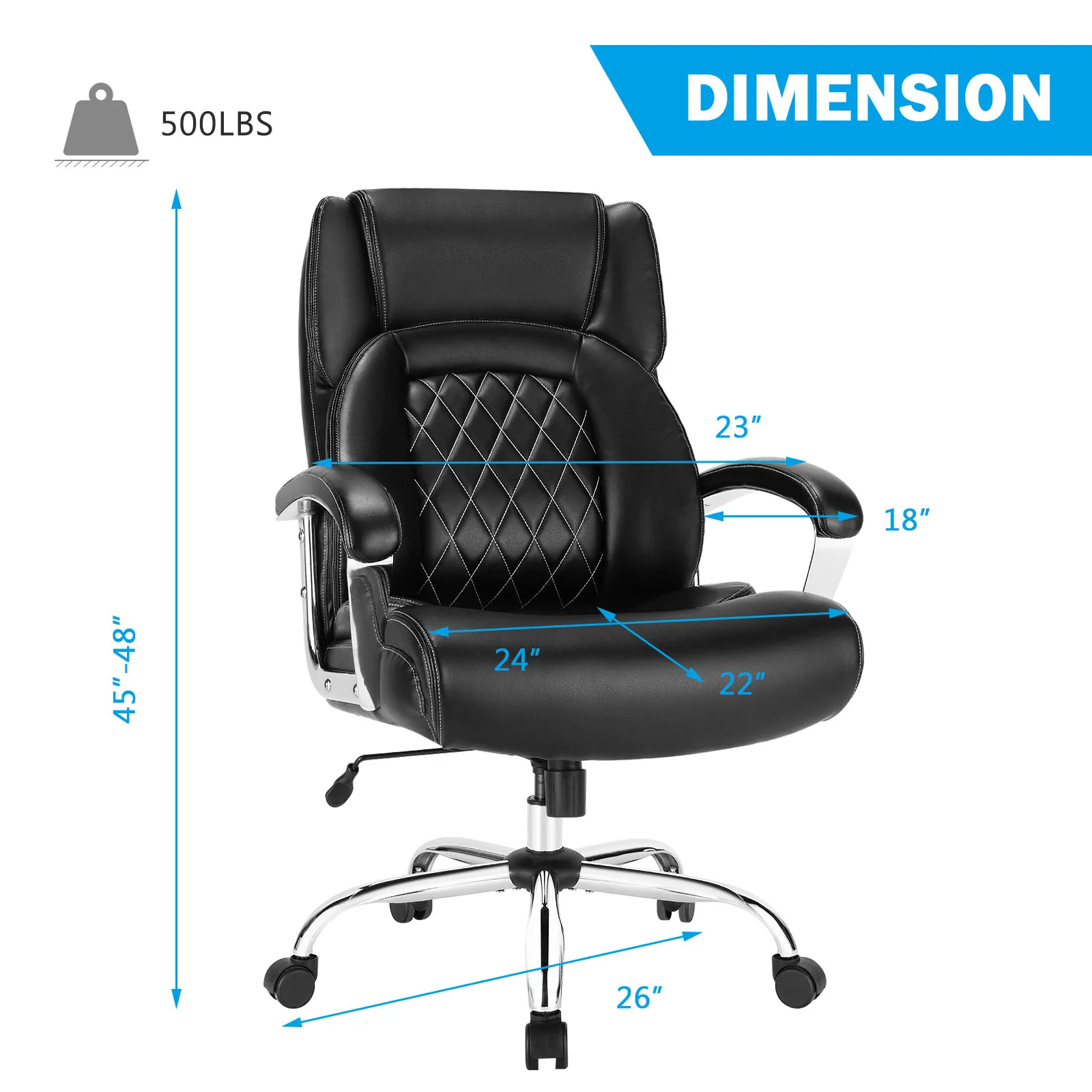 Costway 500LBS High Back Big & Tall Office Chair Adjustable Leather Task Chair HW67403