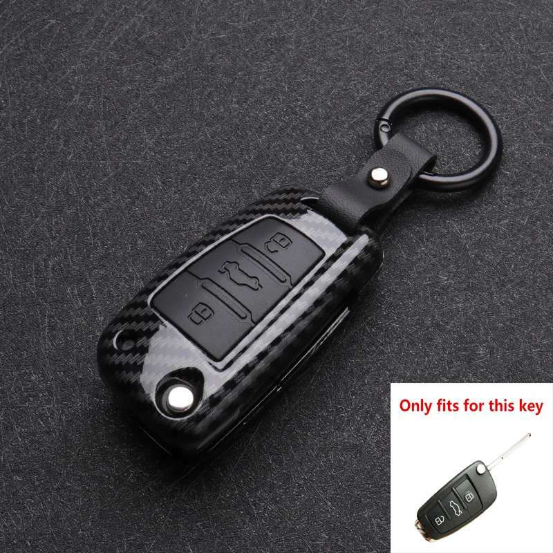 ABS Carbon fiber Silicone Car Key Cover Protector Case For Audi A3 A4 A5 C5 C6 8L 8P B6 B7 B8 C6 RS3 Q3 Q7 TT 8L 8V S3 keychain