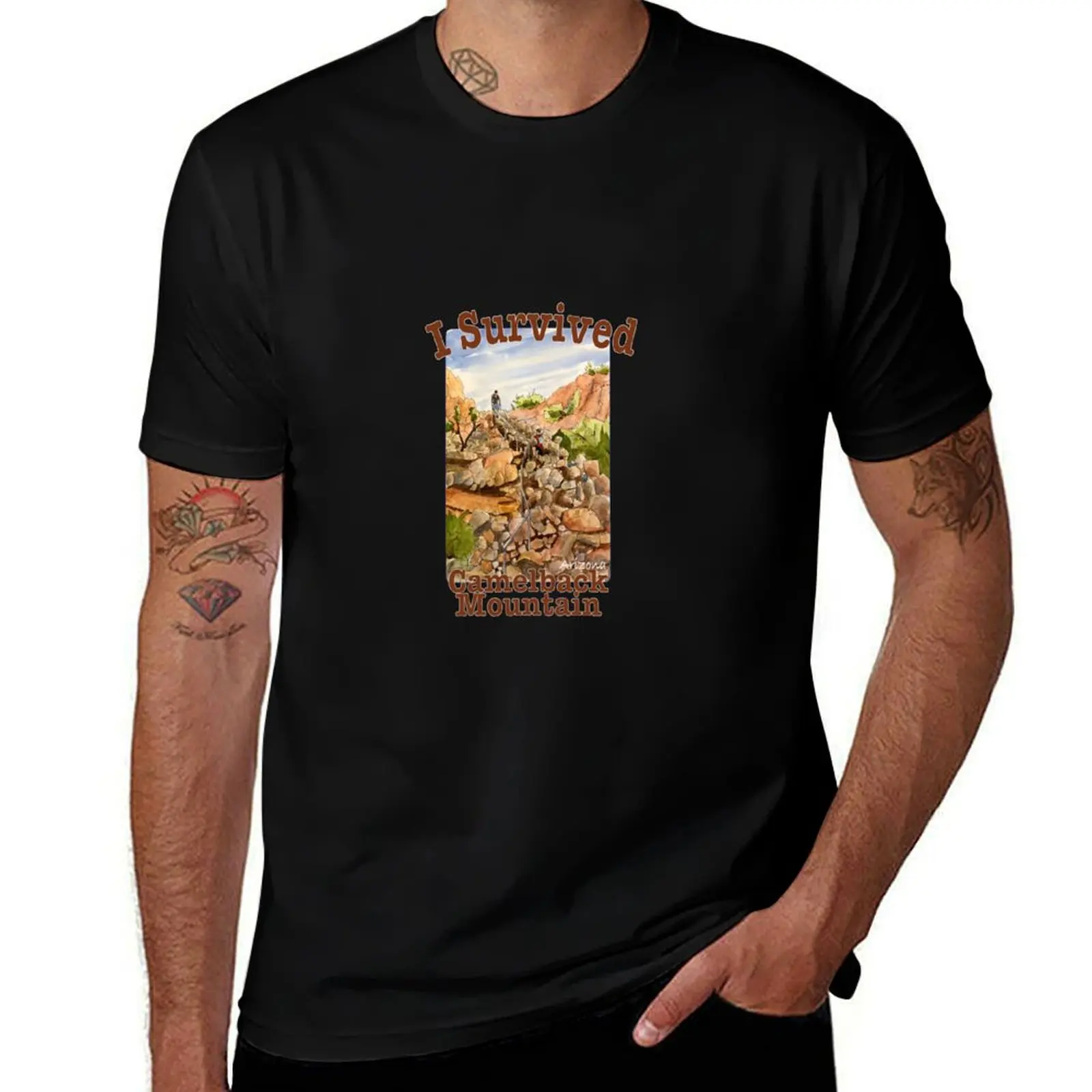 I Survived Camelback Mountain, Arizona T-Shirt Anti-Fade Casual Tee Shirt T-Shirt