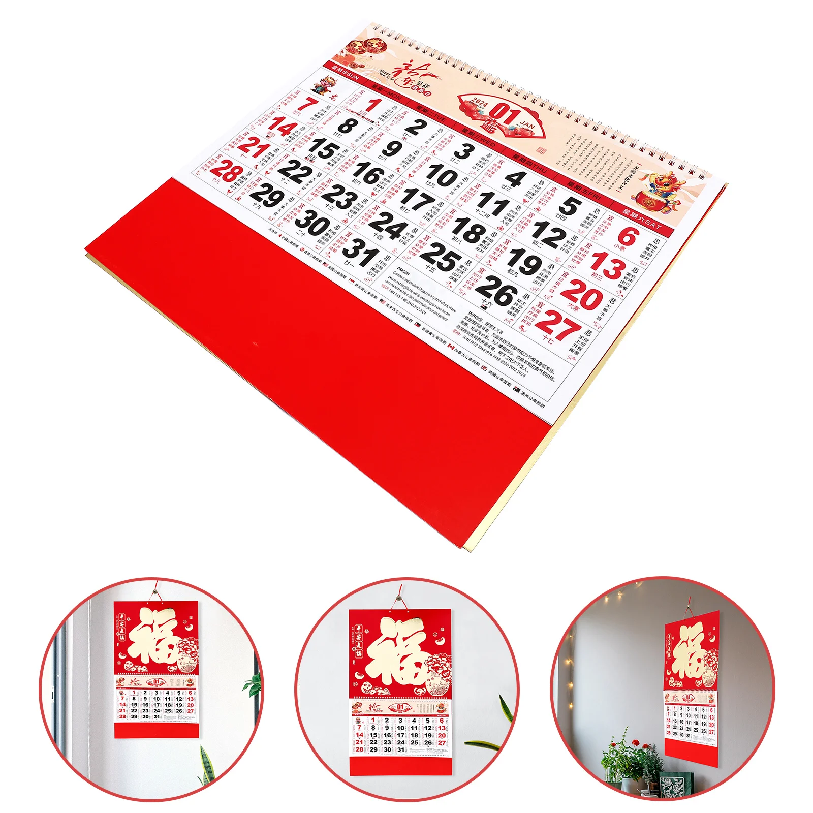 

Year of The Dragon Calendar Unique Hanging Chinese Storage Style New Calendars Paper