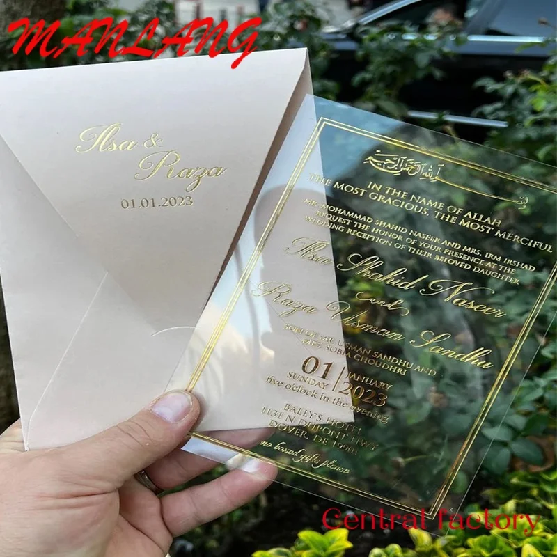 Custom  Acrylic UV printing wedding acrylic invitations wedding custom menu commemorative card invitation