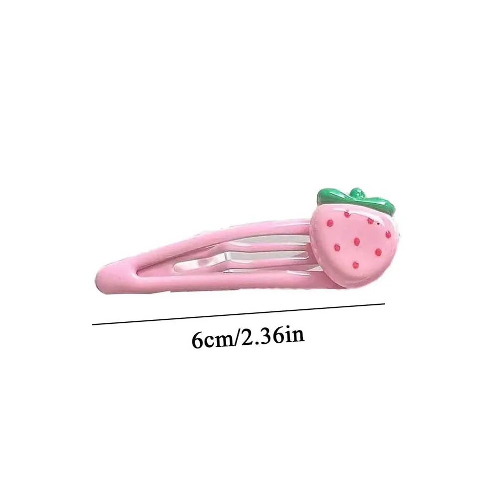 Cartoon Fruit BB Snap Hair Clip Alloy Hairpin Pink Strawberry Bangs Clip Non-Slip Side Clip Cute Barrettes Girl Hair Accessories