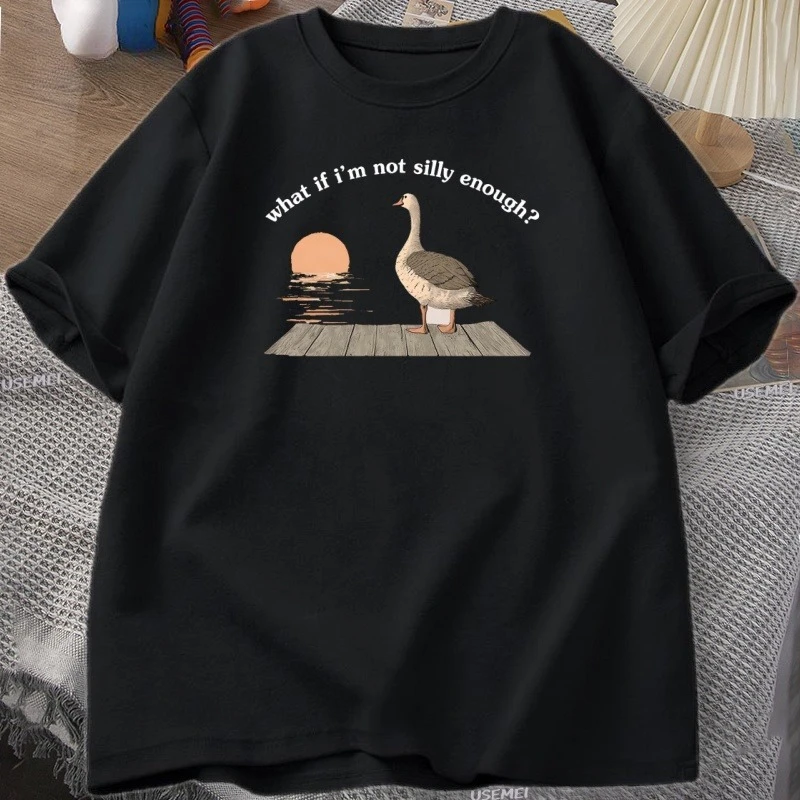 Funny Goose T-Shirt Duck Tshirt Trending Tee Print T-Shirt Casual Short Sleeve O-Neck Tshirt Vintage Clothing Tee Loose Clothing