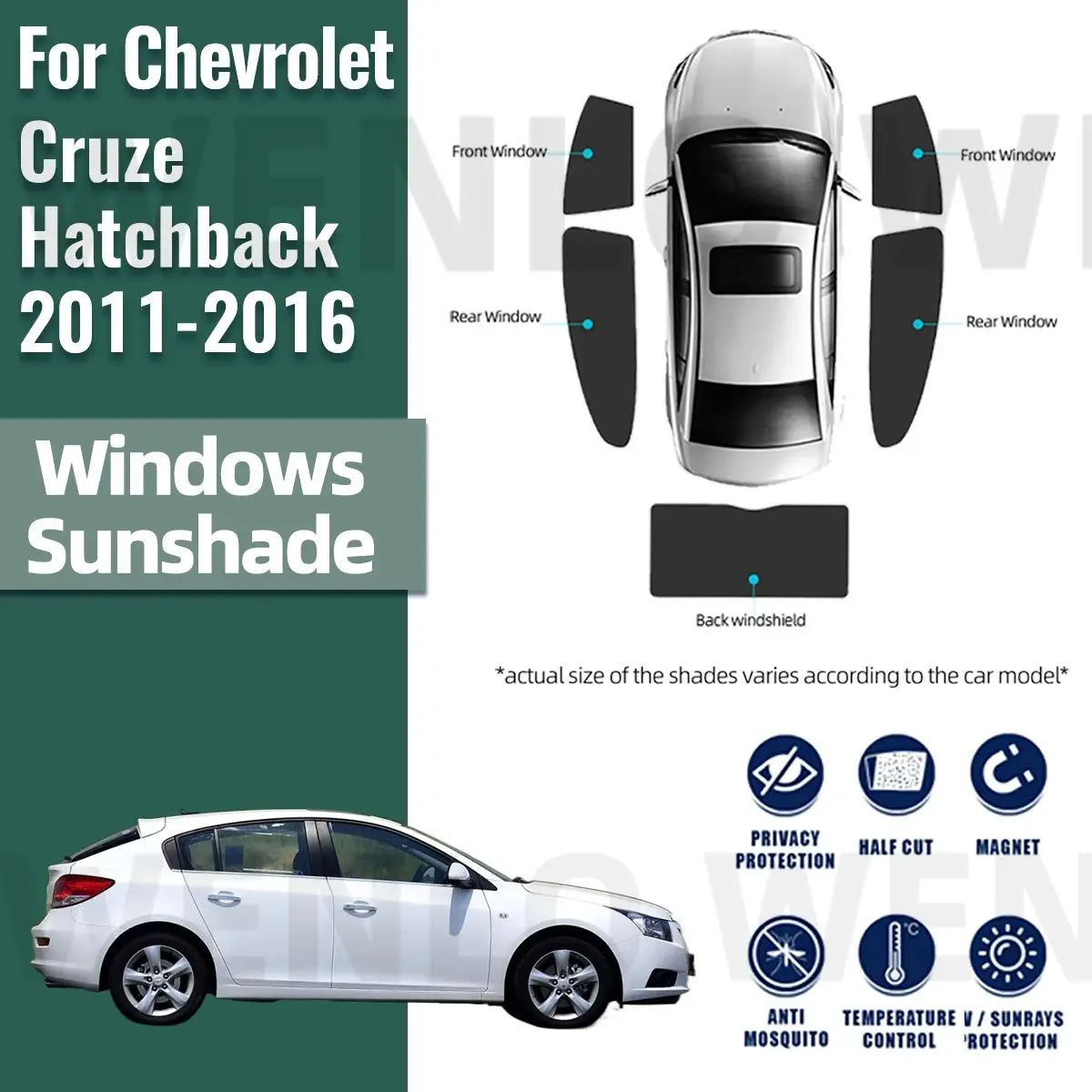 

For Chevrolet Holden Cruze Hatchback 2011-2016 Magnetic Car Sunshade Front Windshield Frame Curtain Rear Side Window Sun Shade