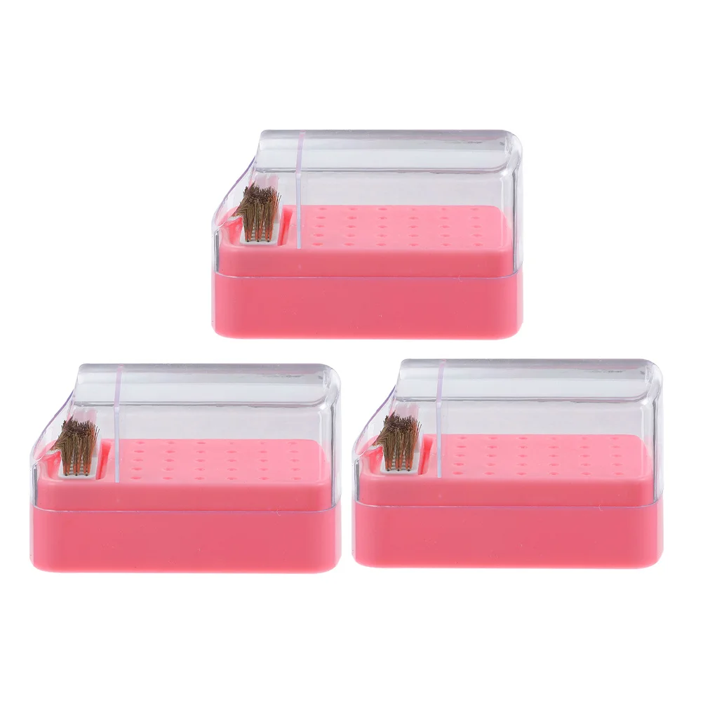 3 قطعة مانيكير لقمة ثقب صندوق حامل 30 ثقوب المحمولة مسمار مثقاب الخشب المنظم حامل مع فرشاة تنظيف لتخزين مكتب الأظافر