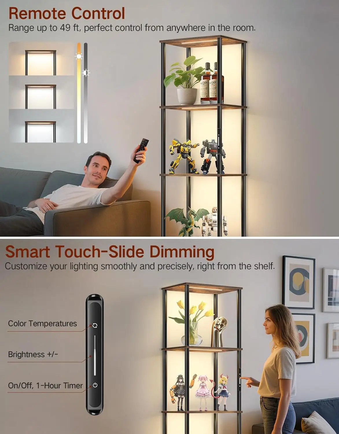 SGIAWETA LED Display Shelves with various items displayed