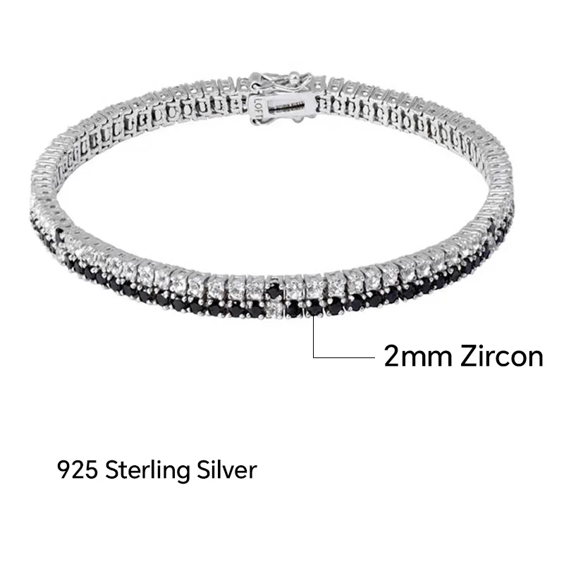 UMCHO 2MM Tennis Bracelet 925 Sterling Silver Bracelet Elegant  Fine Jewelry Can Be Customized Any Size