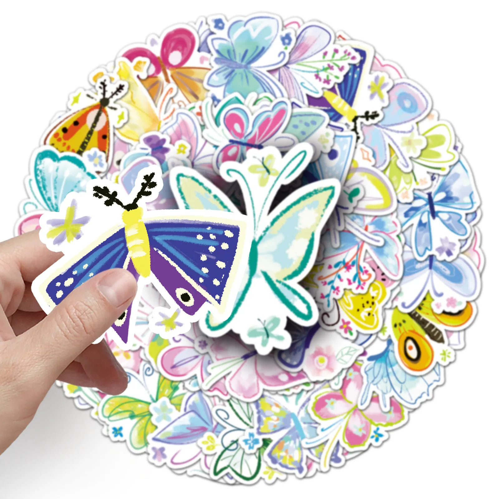 

10/30/50PCS Butterfly Personality Hand-Drawn Graffiti Stickers Small Fresh Cartoon Decal Notebook Phone Guitar Classic Kid Toys