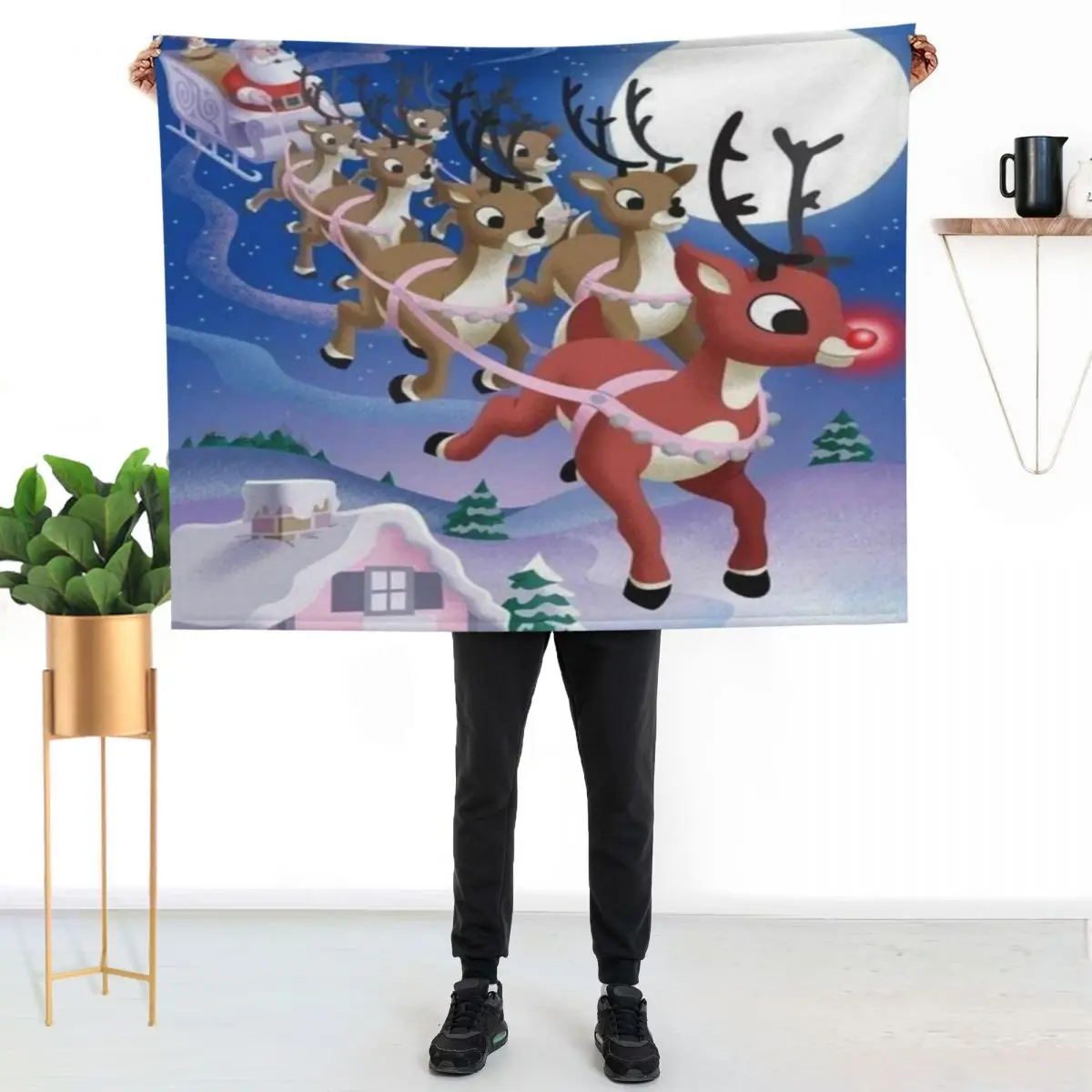 RUDOLPH THE REDNOSE REINDEER & FRIENDS Throw Blanket Moving Plaid Sofa Quilt Warm Hairys For Decorative Sofa Blankets
