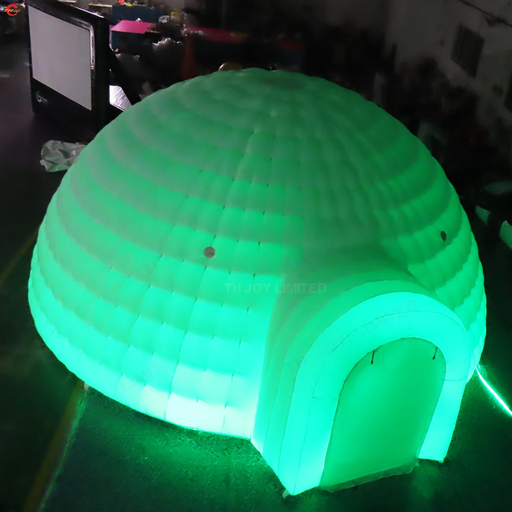Spedizione veloce Tendone gonfiabile per prato igloo gonfiabile per tenda a cupola con illuminazione colorata da 5 m di diametro in vendita