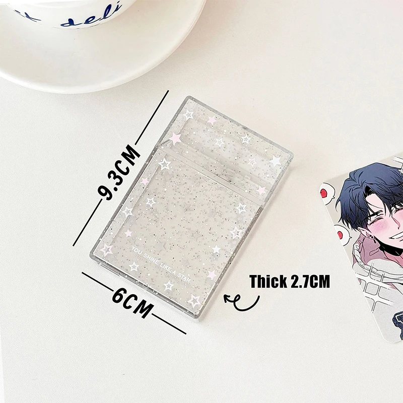 Star Bow Photo Card Collection Flip Storage Box Holder Transparent Blingbling Box Case Idol Kpop Albumes Photo Storage Box