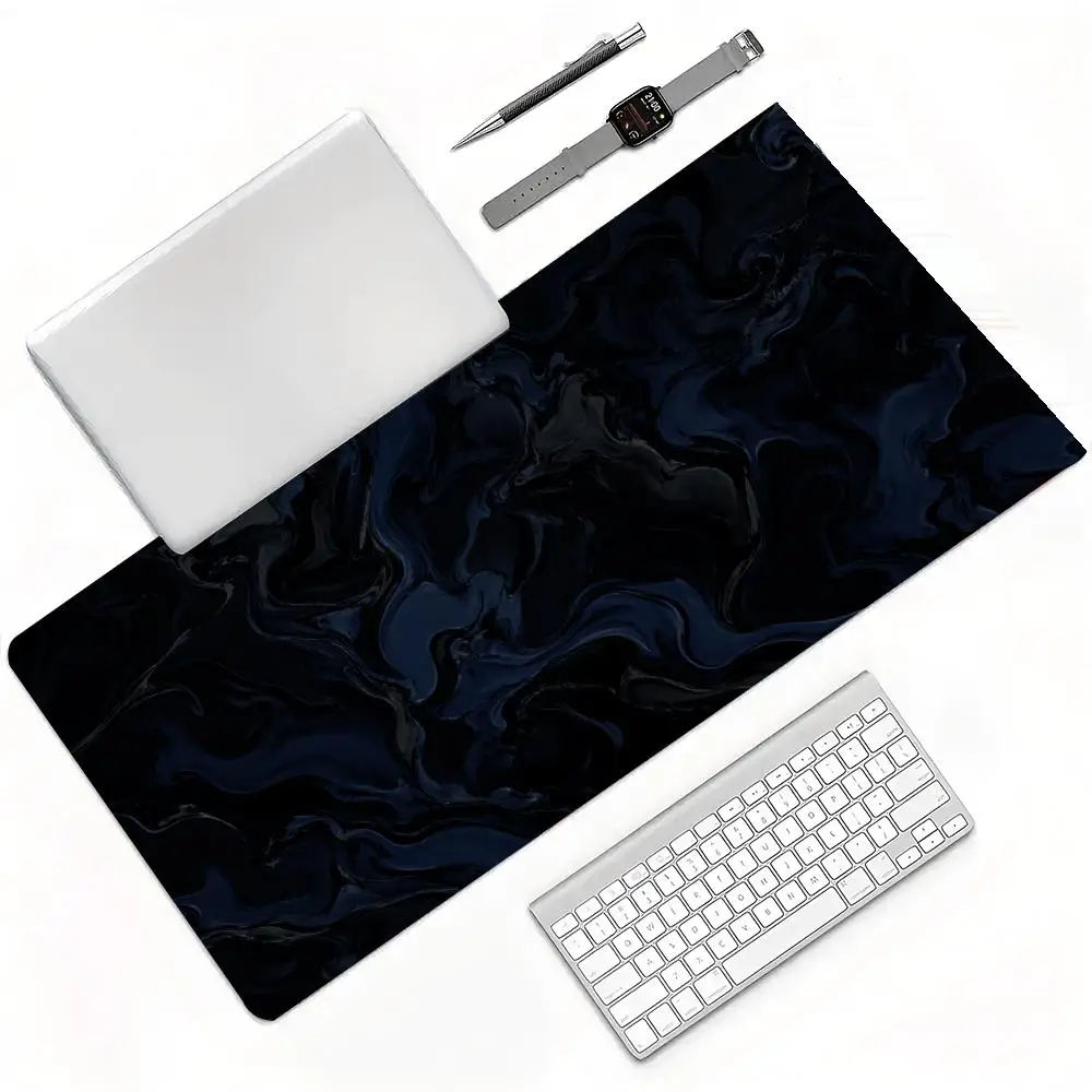 Dark Grey Fluid Swirl Marble Texture Modern Abstract Art Large Gaming Mouse Pad Wear Resistant Non Slip Desktop Pad