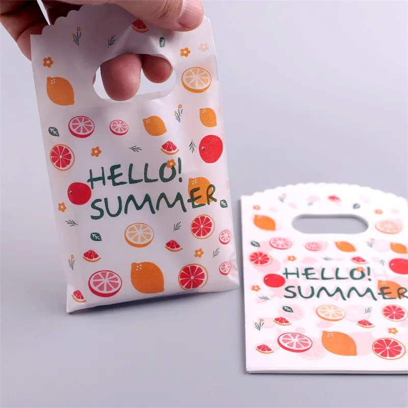 Fruits Series Small Plastic Bags for Gift Mini Jewelry Pouches for Small Business Favor Party Candy Packaging 9*15cm 50Pcs/Pack