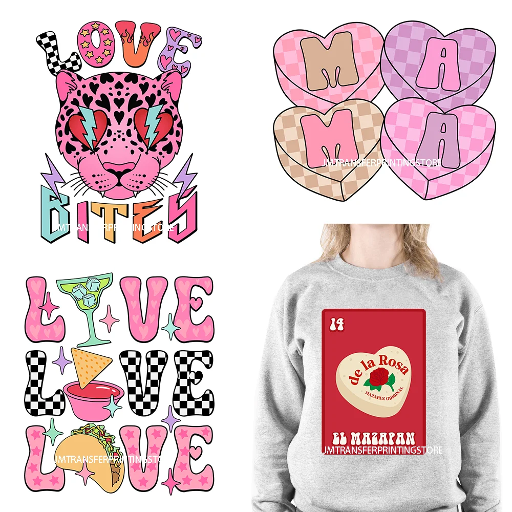 Mexican Latin Culture Nacho Concha Chola Valentine Plastisol Decals Tacos Never Broke My Heart DTF Transfer Stickers For Shirts