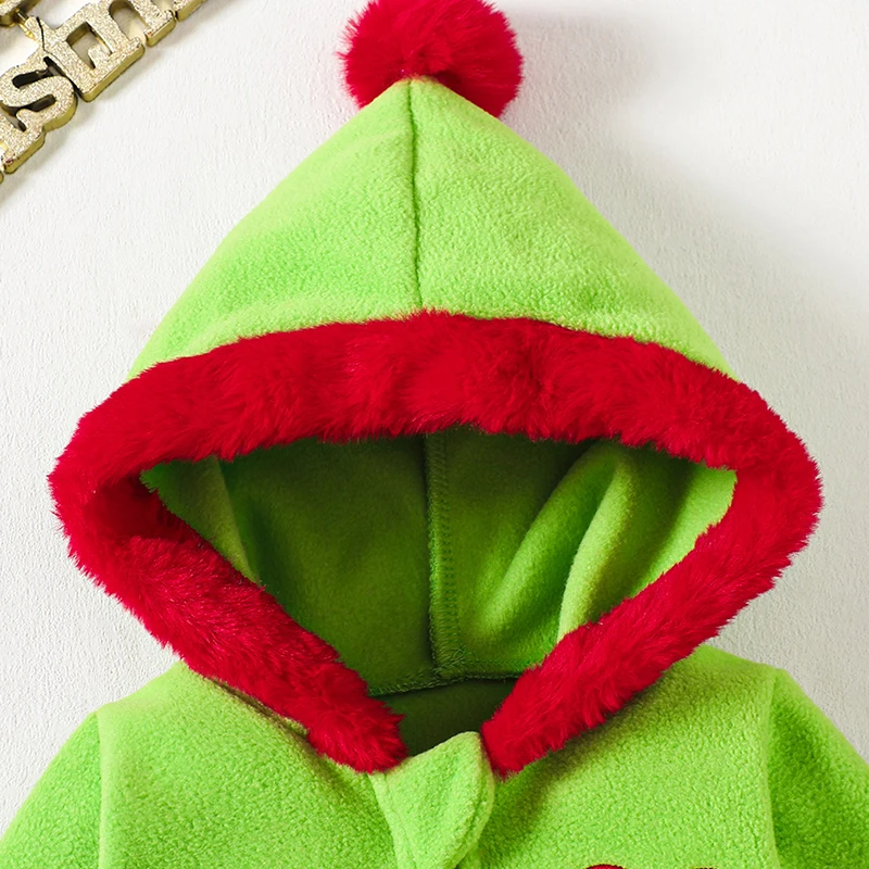 Baby Christmas Costumes Fur Green Monster Halloween Cute Infant Toddler Girl Boy Costume Long Sleeve Fuzzy Romper