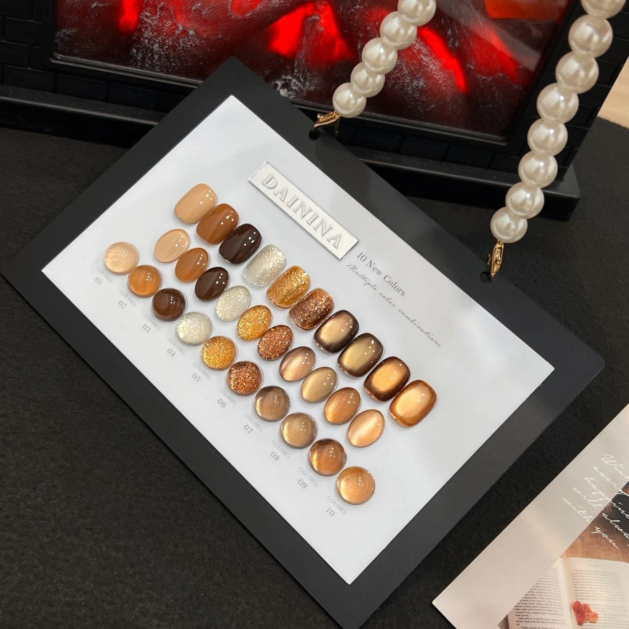 جديد الزجاج حبة البني الأحمر القط العين بلون بريق جيل للأظافر مزيج شبه مزاجه المغناطيس القط العين هلام الورنيش مانيكير #5