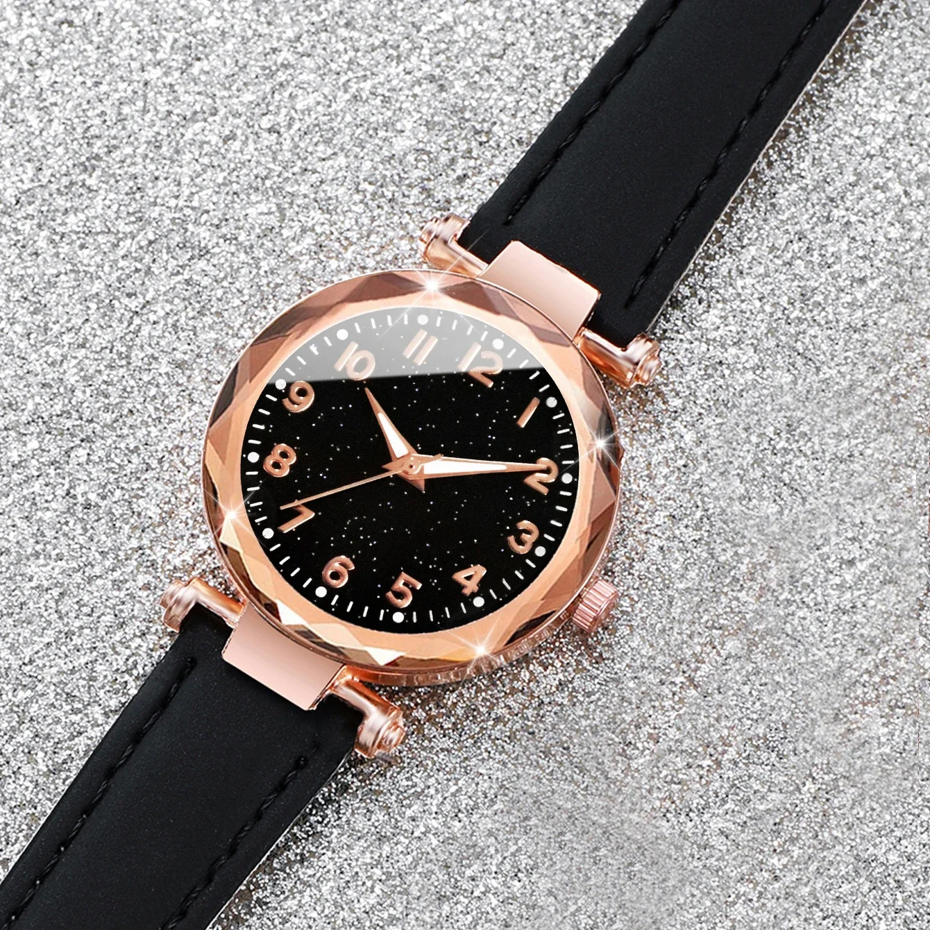 5PCS/Set Women‘s Watches Ladies Fashion Leather Band Analog Quartz WristWatch Bracelets Set