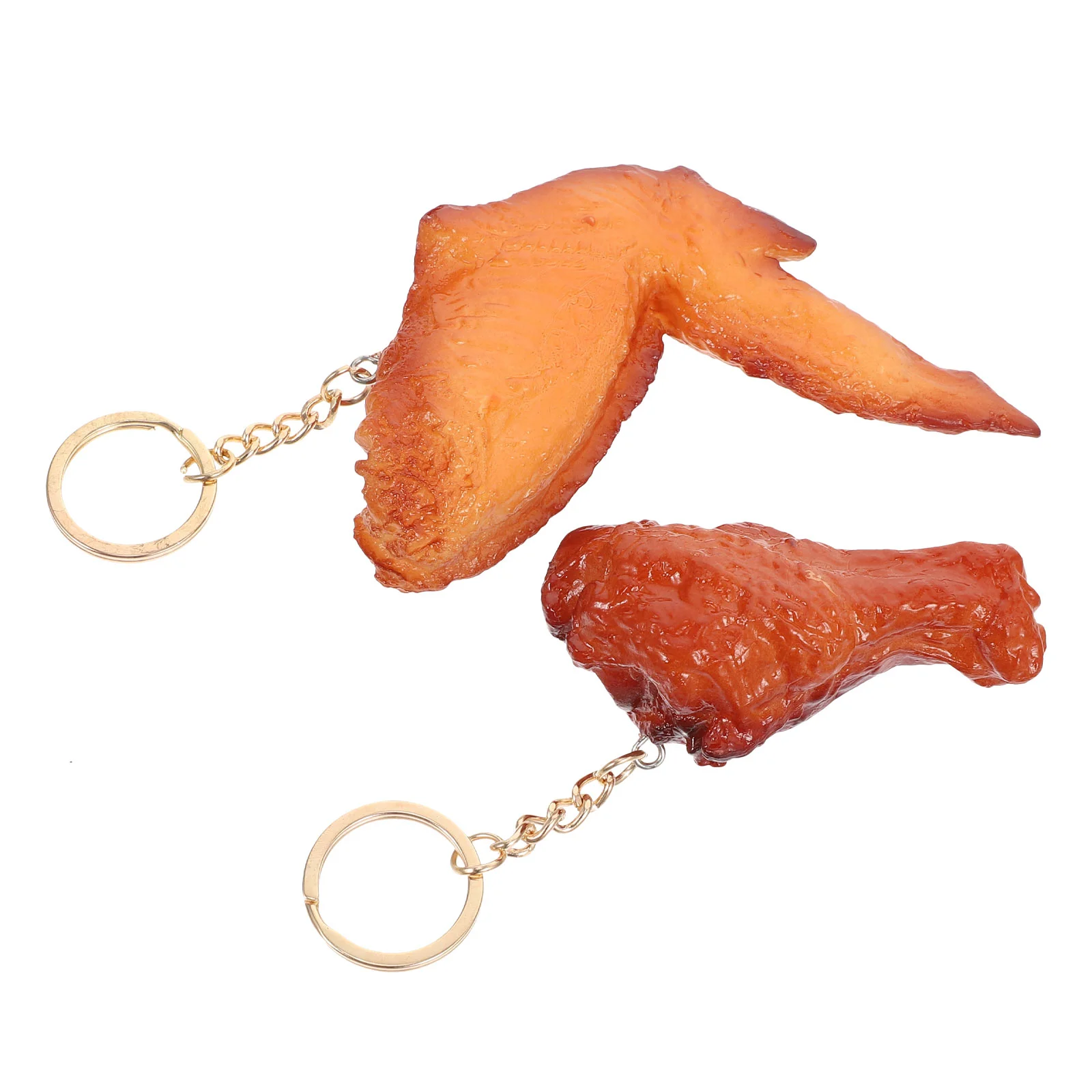 2 Pcs Simulation Food Pendant Chicken Wing Keychain Ring Bag Ornament Child Keychains