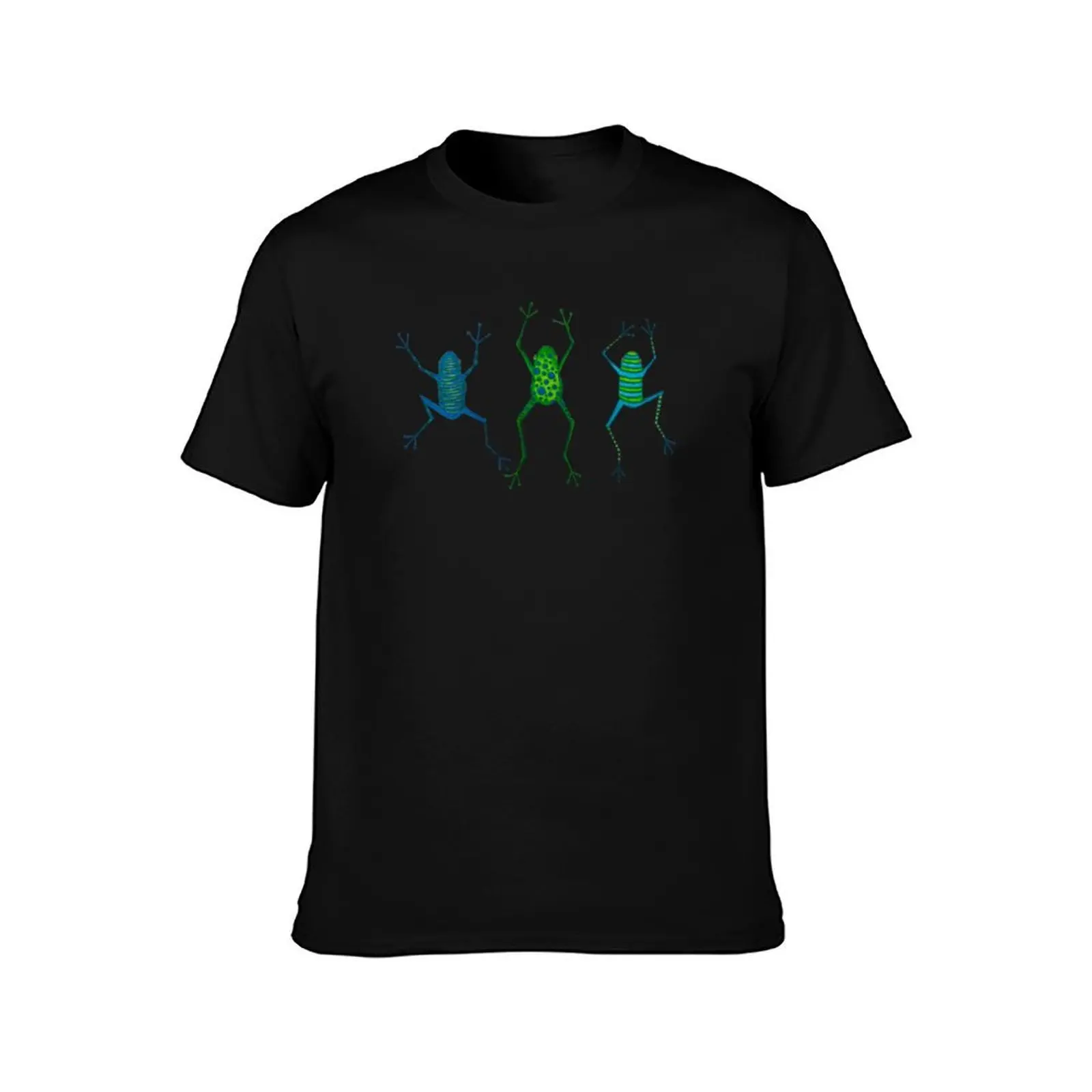 Three Frogs Jumping for Joy T-Shirt Casual Breathable Short Sleeve Top