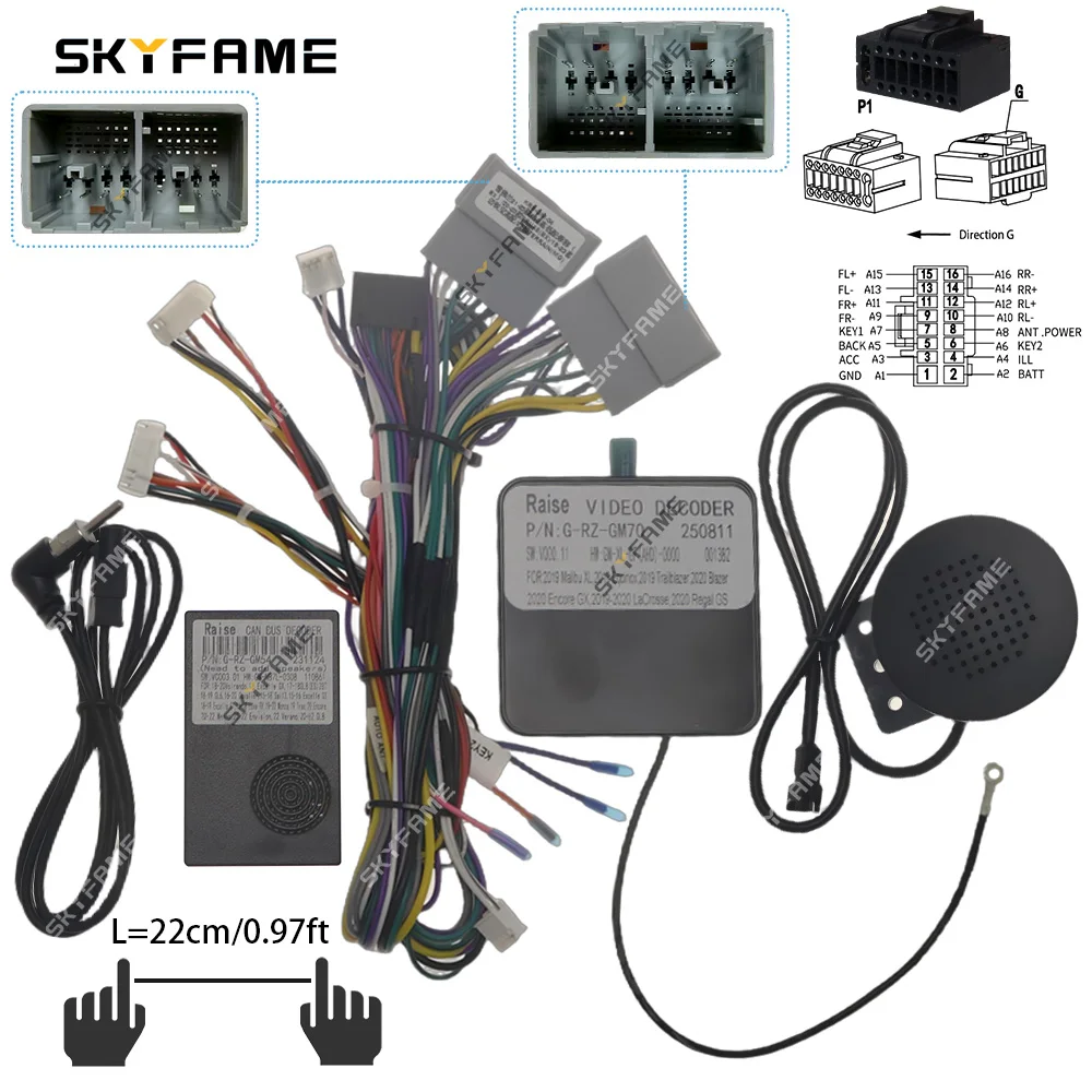 SKYFAME 16Pin Car Stereo Wire Harness Power Cable Canbus Box Decoder For Buick RegalGS LaCross Chevrolet S10 Malibu Trailblazer