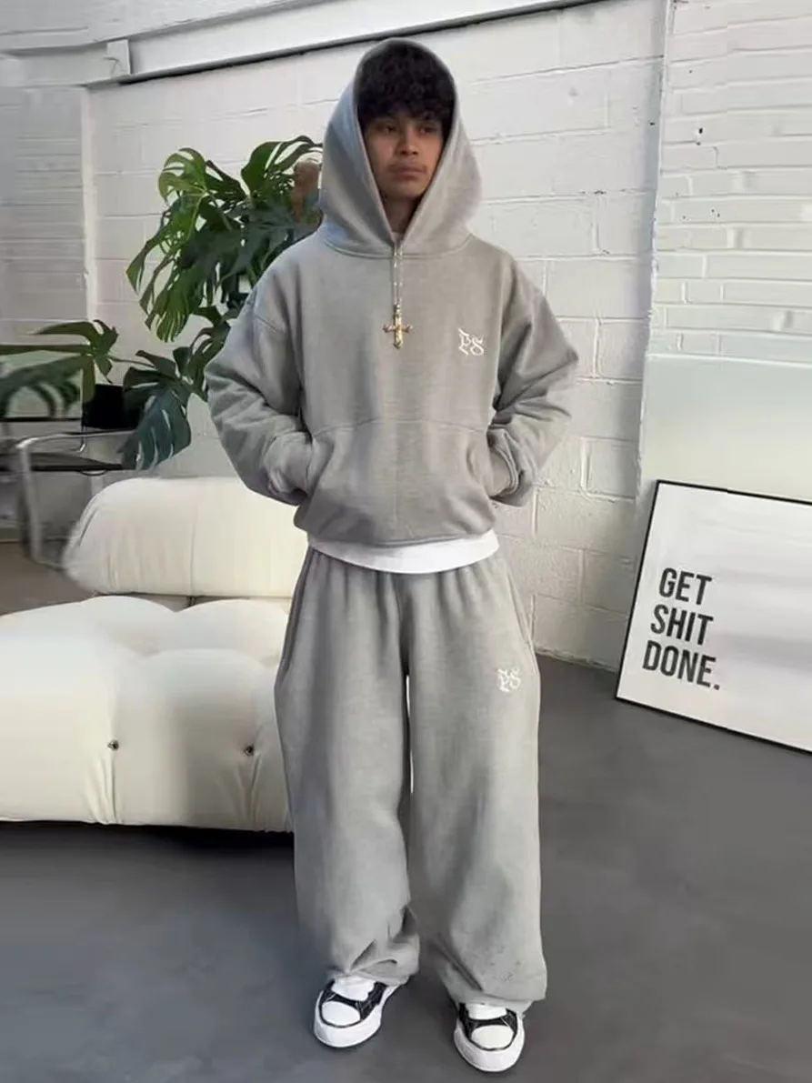 

Высококачественная уличная одежда Pepe Studio, мешковатые брюки, вязаные спортивные штаны, мужская модная брендовая толстовка с капюшоном, длинная све, хлопковая смесь ткани