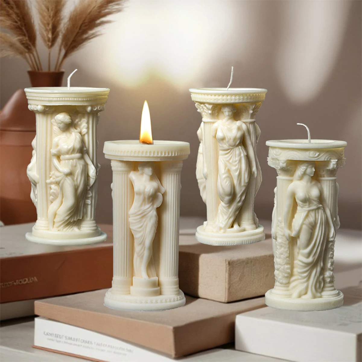 

Greek Goddess Athena Roman Column Candle Silicone Mold Handmade Aromatherapy Plaster Candle Mold