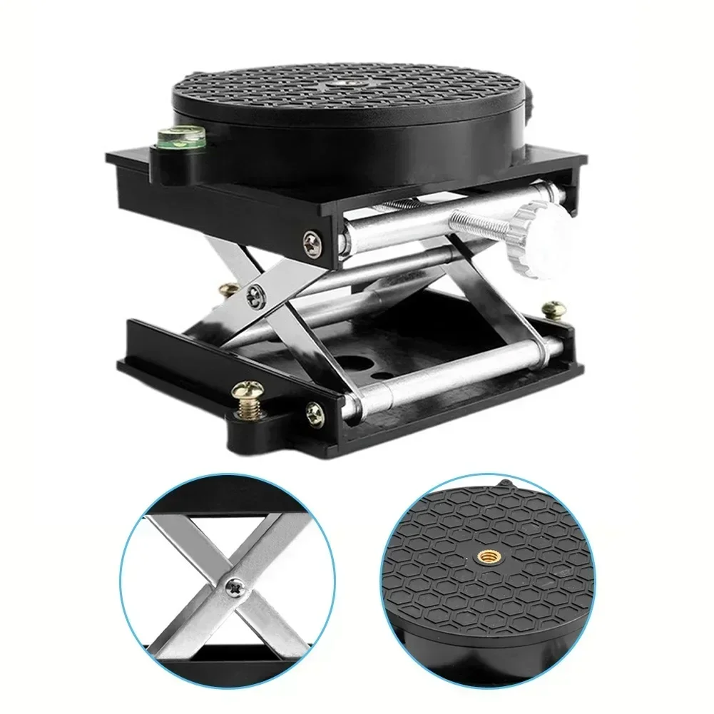 

1pcs 360° Rotation Router Lift Table Adjustable Height Engraving Lifting Stand Tools 90*90*50mm 3.54*3.54*1.97in