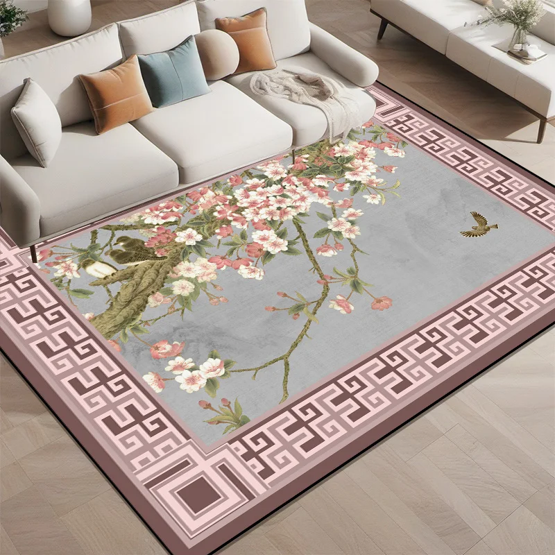 New Chinese Style Living Room Rug Retro Luxury Large Area Carpet Bedroom Decoration Foot Mat Art Home Decoration Aesthetic Rug