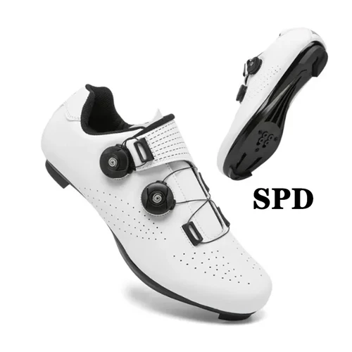 Imagen 2 del producto Zapatos profesionales para montar en bicicleta de montaña, zapatos SPD con Pedal plano para exteriores, calzado deportivo de bicicleta de carreras de gran tamaño con bloqueo automático para hombres