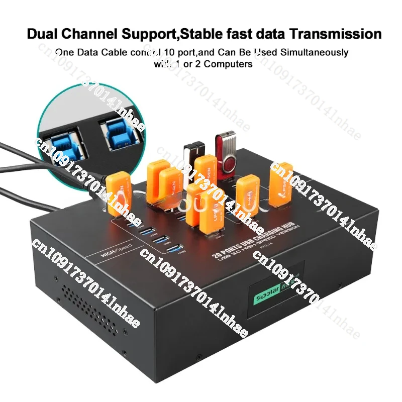 For Sipolar A223 20 Port Usb Hub 3.0 Industrial  200W Powered