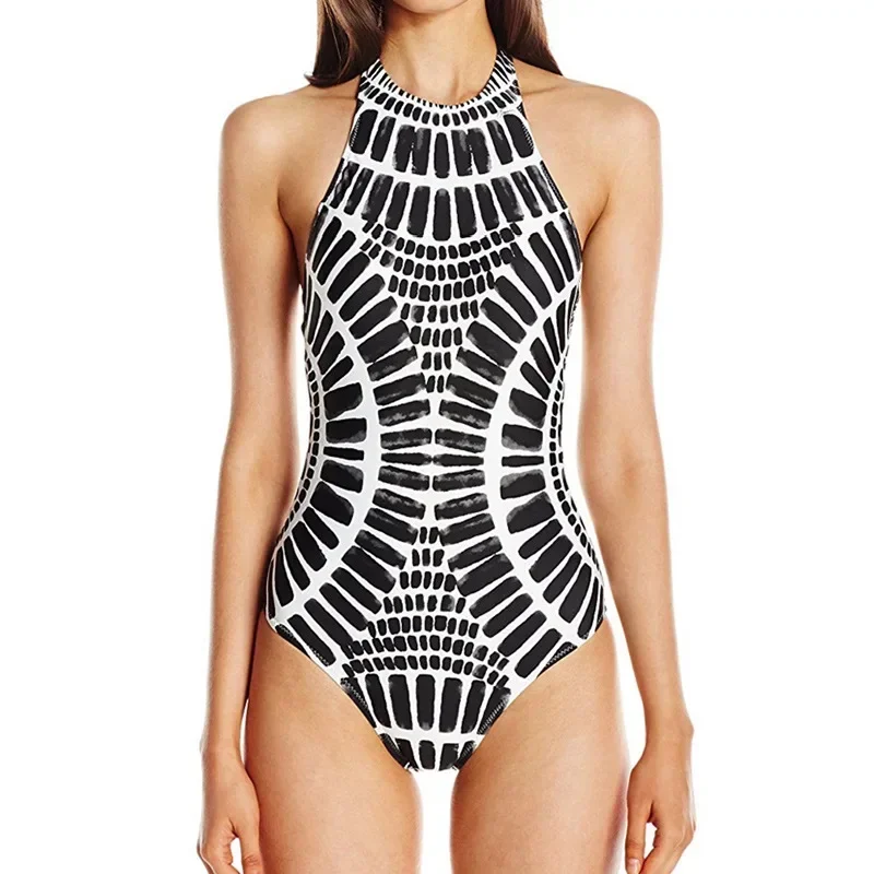 XXL Large Size Swimwear One Piece Swimsuit Women 2023 High Neck Monokini Bandage Bathing Suit Halter Bodysuit Bather Beachwear