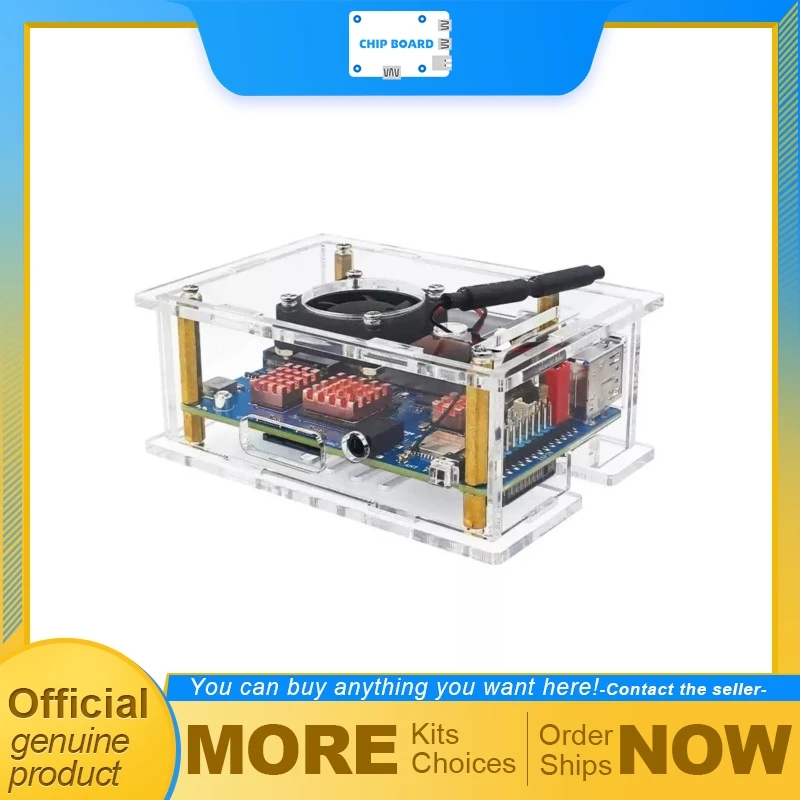 Orange Pi RV2 development board acrylic case with cooling fan and heatsink for full transparent protective installation