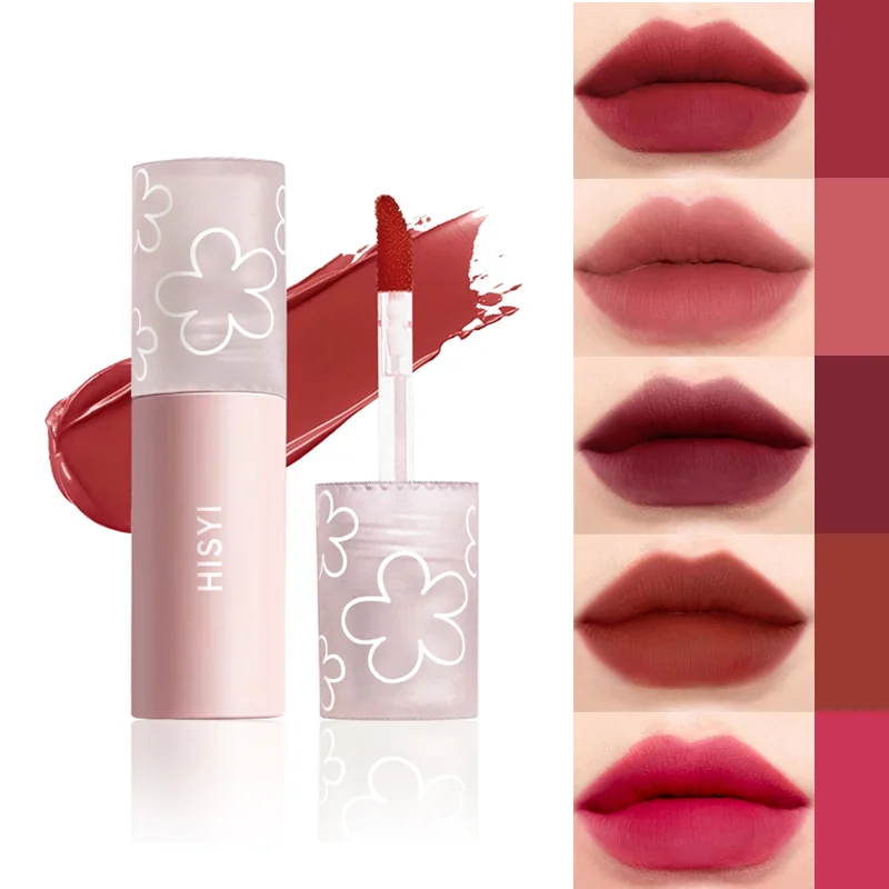 Single-color matte lip gloss 5 colors long-lasting natural velvet moisturizing non-drying non-stick cup lip plumping cosmetics