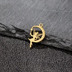 Shuangshuo 5pcs/lot Charms Angel Fairy 17x9mm Stainless Steel Silver Color Moon Girls Pendants Jewelry Making DIY Craft