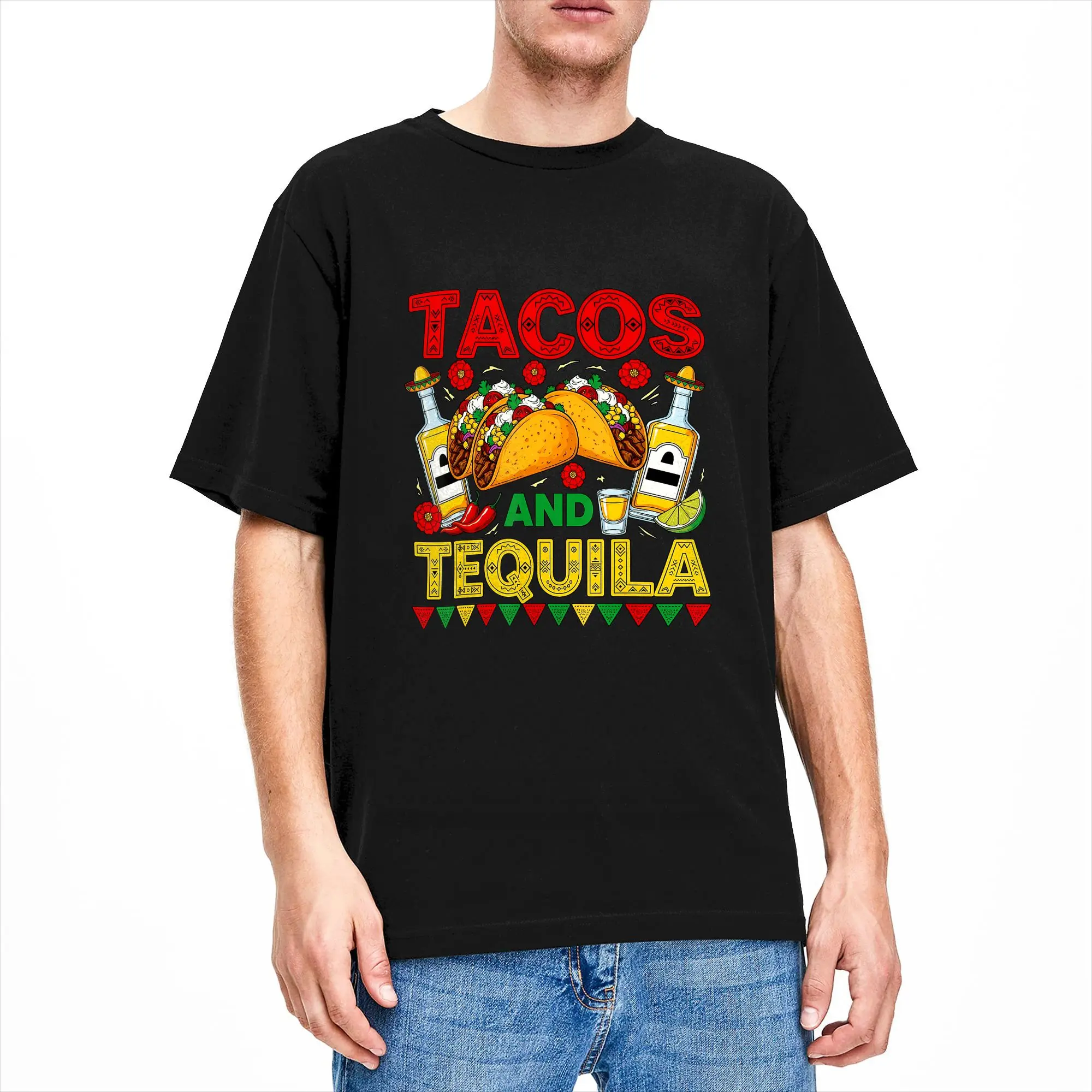 Streetwear T-Shirt Summer Tacos and Tequila Cinco De Mayo Mexican Hip Hop T Shirts Cotton Tee Shirt for Male Y2K Casual Tees