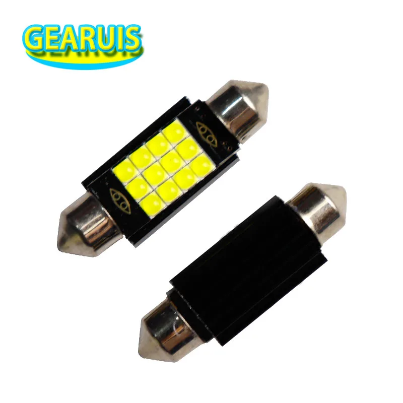 100X car Festoon C5W  12 SMD 3030 Convex LED Dome Lights 31mm 36mm 39mm 41mm White Auto Interior Doom Lamp Car Styling 12V